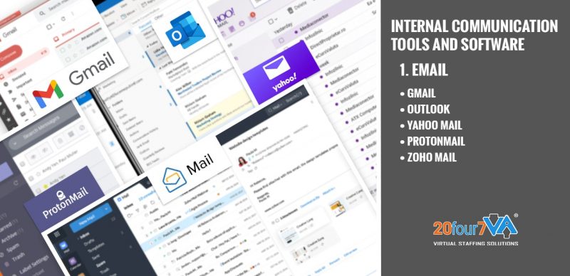 examples of top email service providers used by virtual assistants - 20four7VA