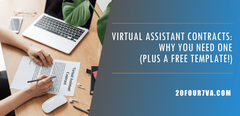 Blog header image for the article Virtual Assistant Contracts Why You Need One Plus a Free Template by 20four7VA.com