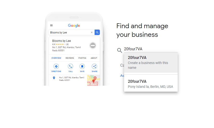 image showing how to find and manage your business listing in GMB - 20four7VA.com