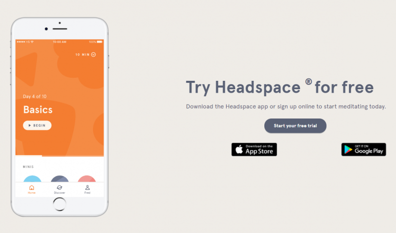 an image showing the download page of headspace meditation app