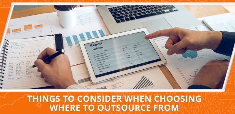 image with text things to consider when choosing where to outsource from