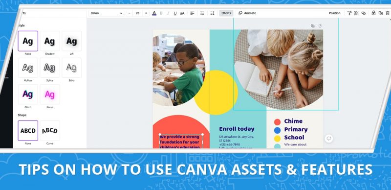 image showing text tips on how to use canva assets and features for the article How to Create an Asset in Canva by 20four7VA