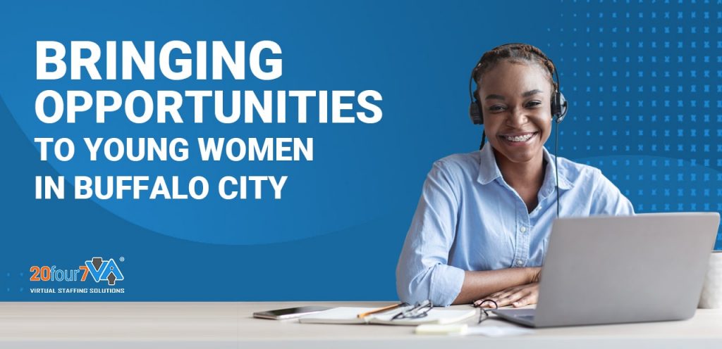 Image with the text bringing opportunities to young women in Buffalo City