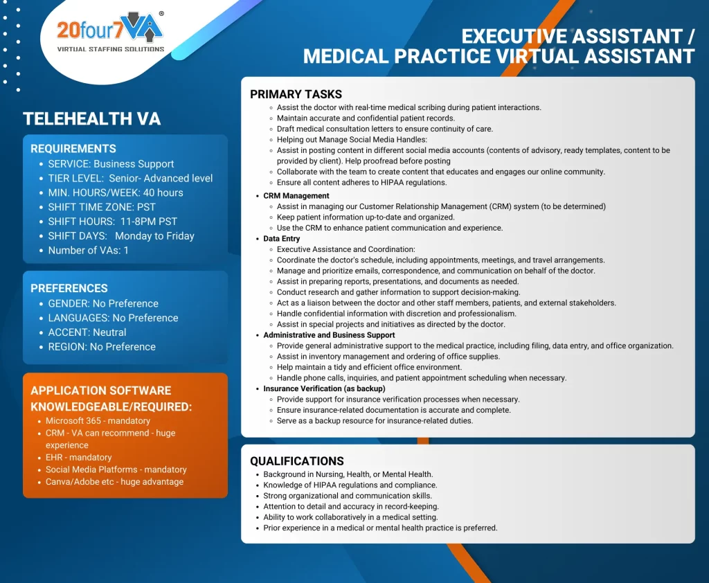 Medical Practice Virtual Assistant JD