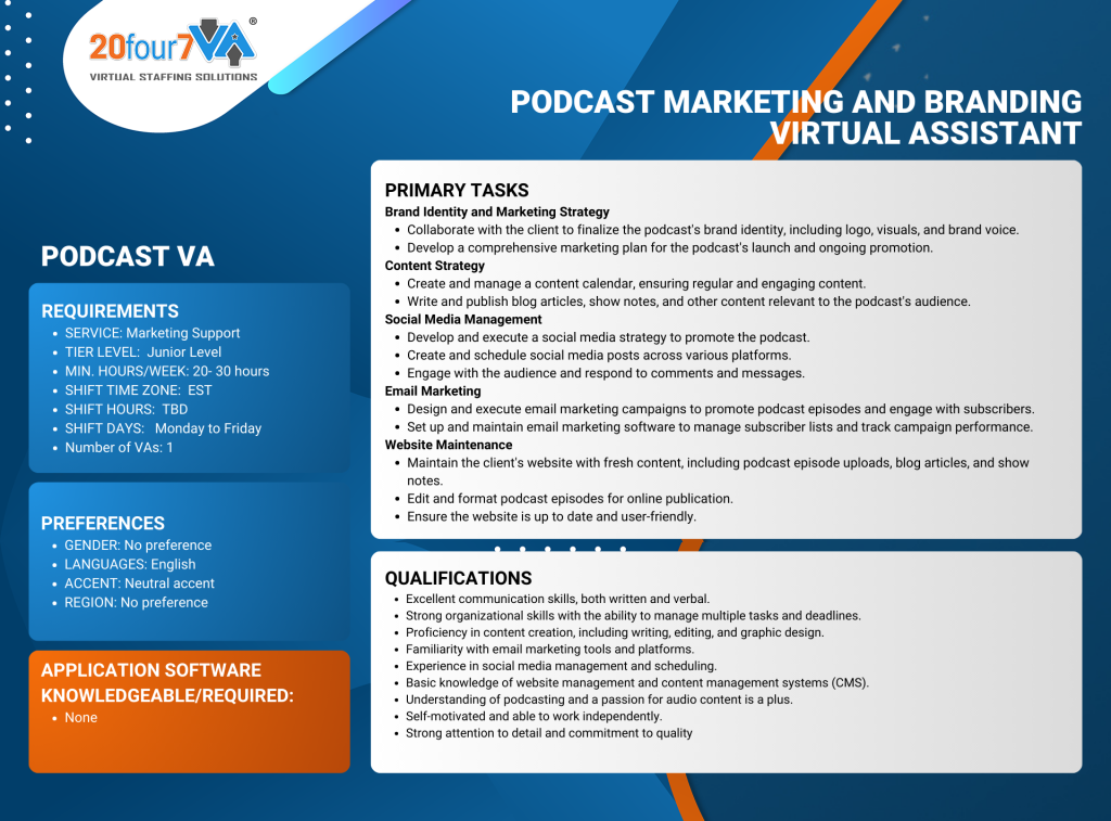 Podcast Marketing and Branding Virtual Assistant