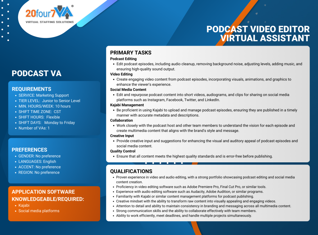 Podcast Editor Virtual Assistant