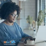 virtual assistant for email management working on laptop