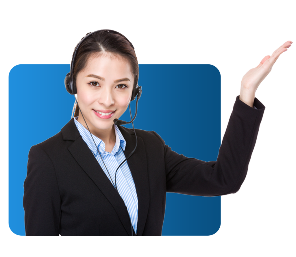 Person smiling and lifting a hand up