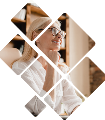 Person smiling while looking up